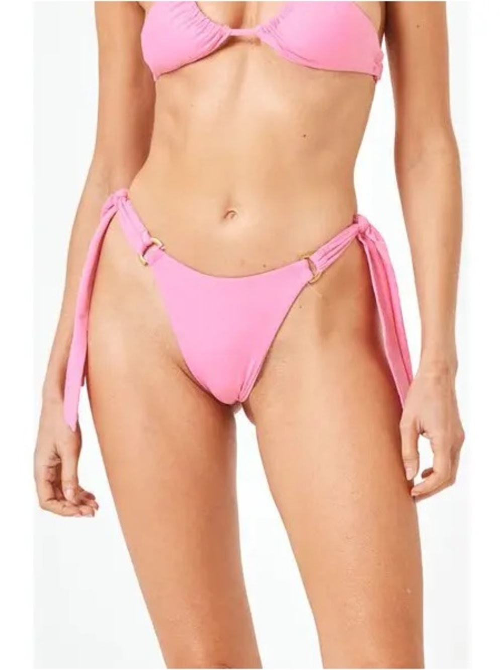 L*Space Kiki Tanga Bikini Bottom XL Fuchsia Pink Matte Gold Ring NWT - Picture 7 of 8